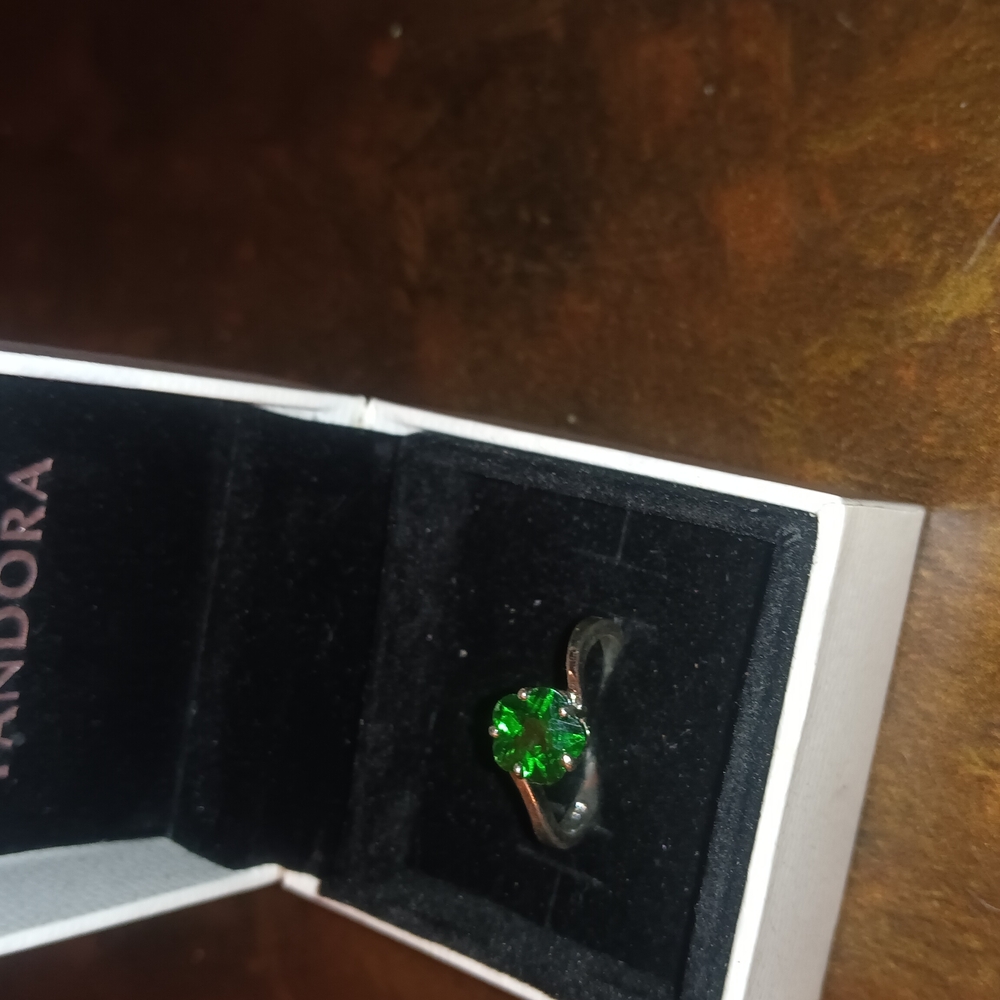 Sterling Silver Ring with Green Gem